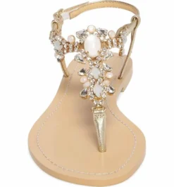 LUNA Strappy Gold Sandals Jewel Wedding Shoes