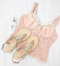 LUNA Strappy Gold Sandals Jewel Wedding Shoes