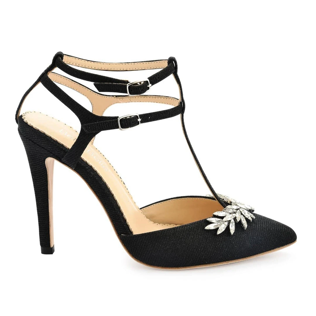 PAYGE Crystal Embellished Heels, T Strap Pumps Evening 3 PAYGE Crystal Embellished Heels, T Strap Pumps Evening