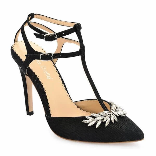 PAYGE Crystal Embellished Heels, T Strap Pumps Evening 4 PAYGE Crystal Embellished Heels, T Strap Pumps Evening