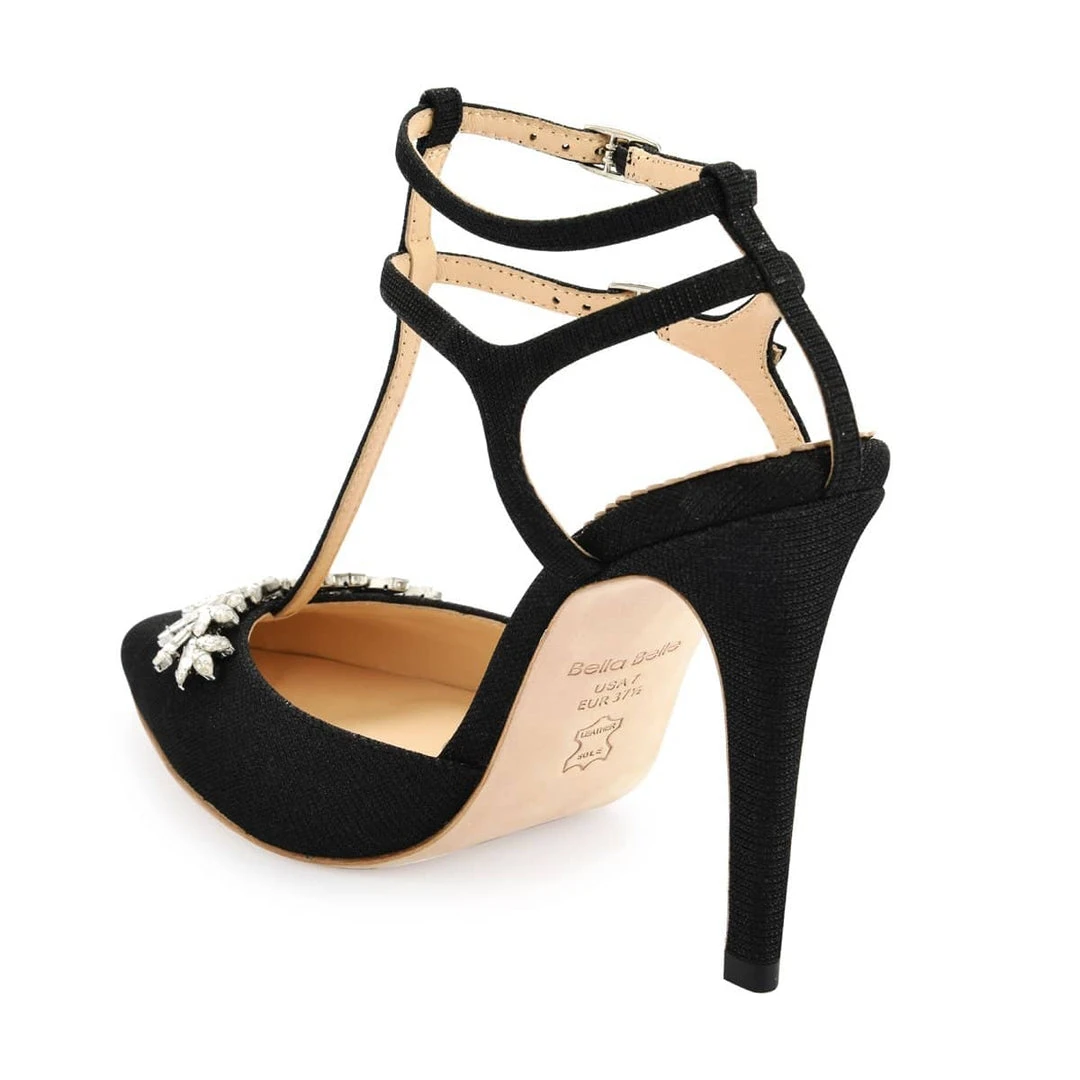 PAYGE Crystal Embellished Heels, T Strap Pumps Evening 5 PAYGE Crystal Embellished Heels, T Strap Pumps Evening