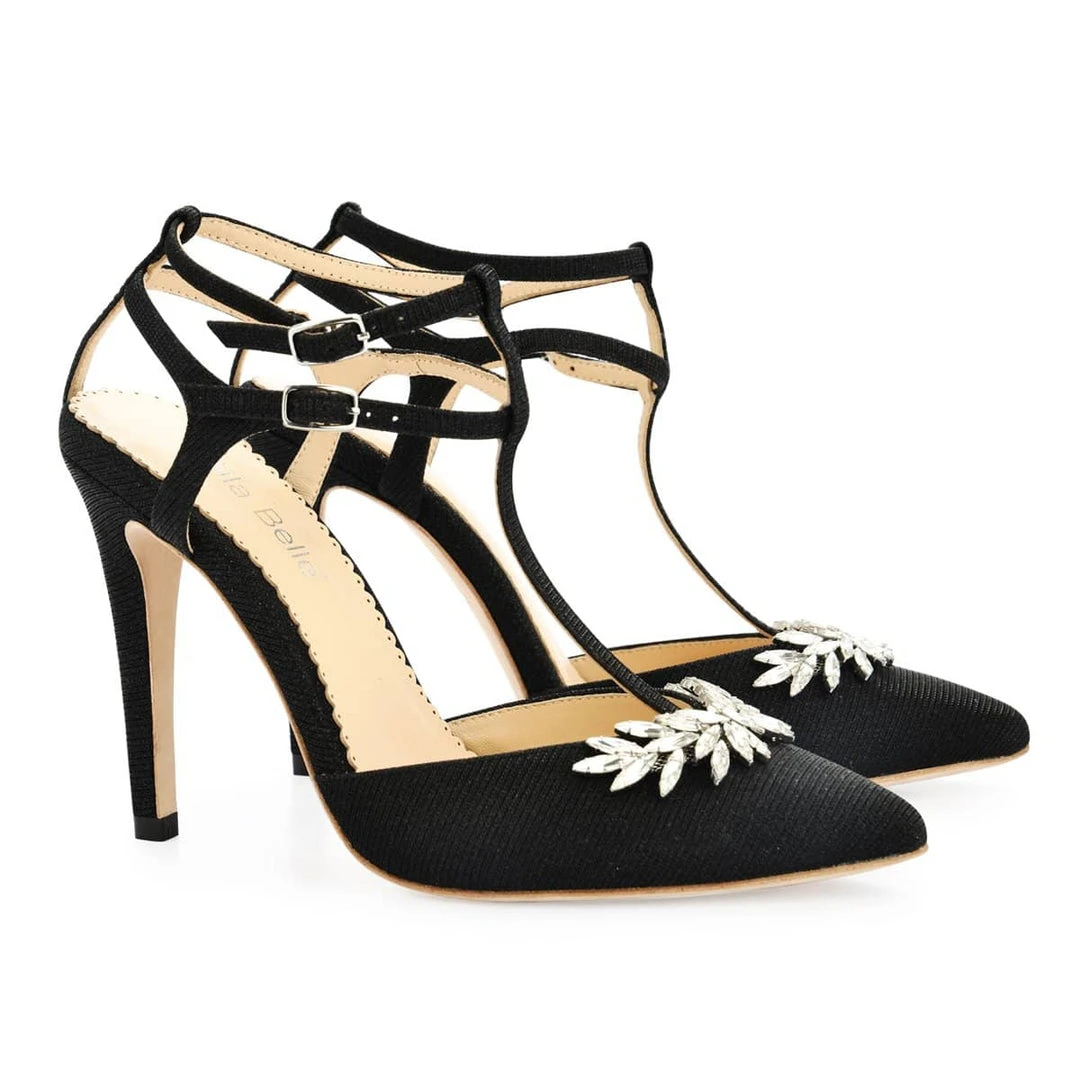 PAYGE Crystal Embellished Heels, T Strap Pumps Evening 1 PAYGE Crystal Embellished Heels, T Strap Pumps Evening