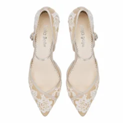 CANDICE NUDE Bridal Nude Kitten Heel Pumps With Lace Wedding
