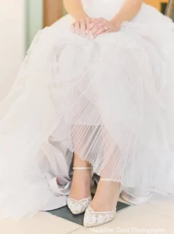 CANDICE NUDE Bridal Nude Kitten Heel Pumps With Lace Wedding