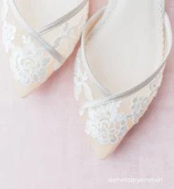 CELIA Lace Nude D'orsay Flats For Weddings