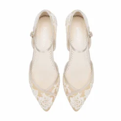 CELIA Lace Nude D'orsay Flats For Weddings