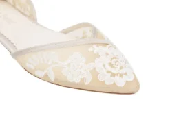 CELIA Lace Nude D'orsay Flats For Weddings