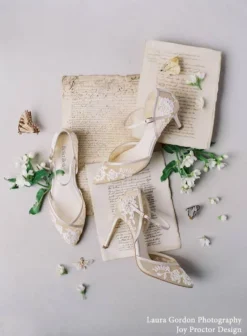 CELIA Lace Nude D'orsay Flats For Weddings