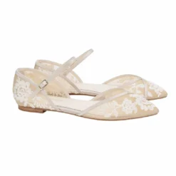 CELIA Lace Nude D'orsay Flats For Weddings