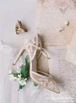 CLAUDIA Nude Lace Heels D'Orsay Wedding Shoes