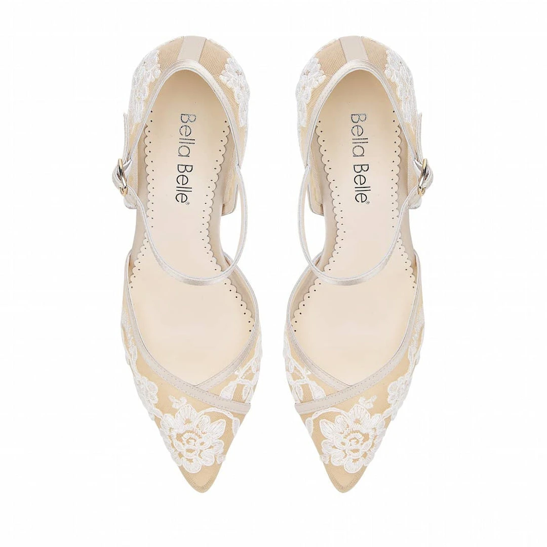 CLAUDIA Nude Lace Heels D'Orsay Wedding Shoes 5 CLAUDIA Nude Lace Heels D'Orsay Wedding Shoes