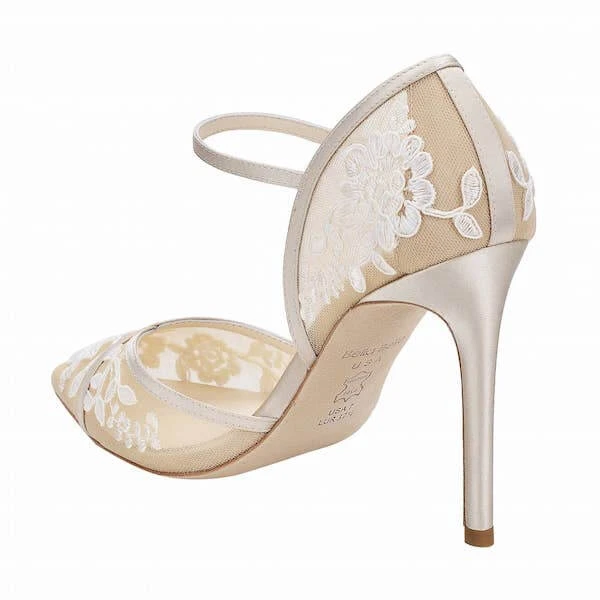 CLAUDIA Nude Lace Heels D'Orsay Wedding Shoes 6 CLAUDIA Nude Lace Heels D'Orsay Wedding Shoes
