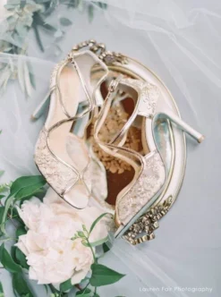 TESS Gold Lace Heels, Blue Sole Shoes Wedding