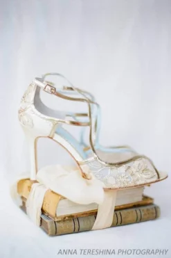 TESS Gold Lace Heels, Blue Sole Shoes Wedding