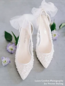 EDNA Floral Beaded Lace Slingback Wedding Shoes