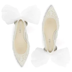 EDNA Floral Beaded Lace Slingback Wedding Shoes