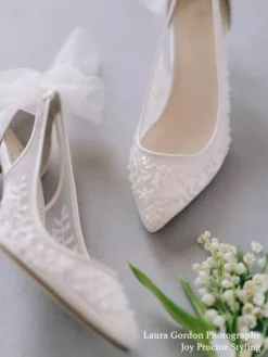 EDNA Floral Beaded Lace Slingback Wedding Shoes