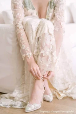 Blush Evening Shoes, Floral Wedding Shoes By Claire Pettibone