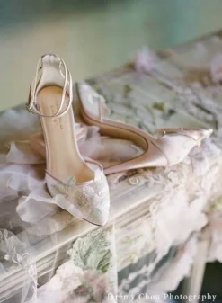 Blush Evening Shoes, Floral Wedding Shoes By Claire Pettibone