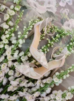 Blush Evening Shoes, Floral Wedding Shoes By Claire Pettibone