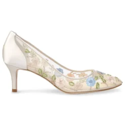 SIERRA Kitten Heels Flower Embroidered Shoes