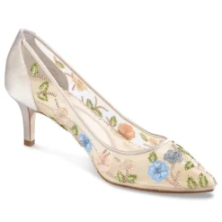 SIERRA Kitten Heels Flower Embroidered Shoes