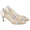 SIERRA Kitten Heels Flower Embroidered Shoes