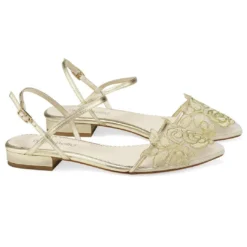 SHIRLEY GOLD Bridal Shoes Gold Flats For Wedding