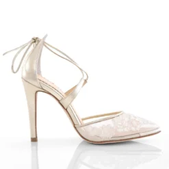 ANITA GOLD Evening & Bridal Gold Shoes Lace Floral Illusion Mesh Wedding 11 ANITA GOLD Evening & Bridal Gold Shoes Lace Floral Illusion Mesh Wedding