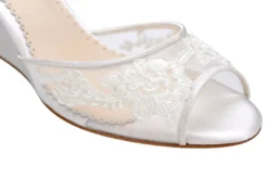 PAMELA Ivory Floral Lace Wedge Wedding Shoe