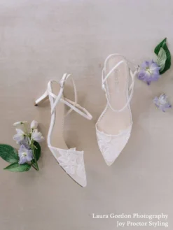SERENA Flower Lace Wedding Shoes Low Heel