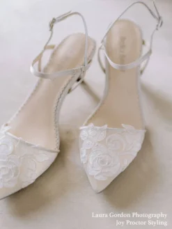SERENA Flower Lace Wedding Shoes Low Heel