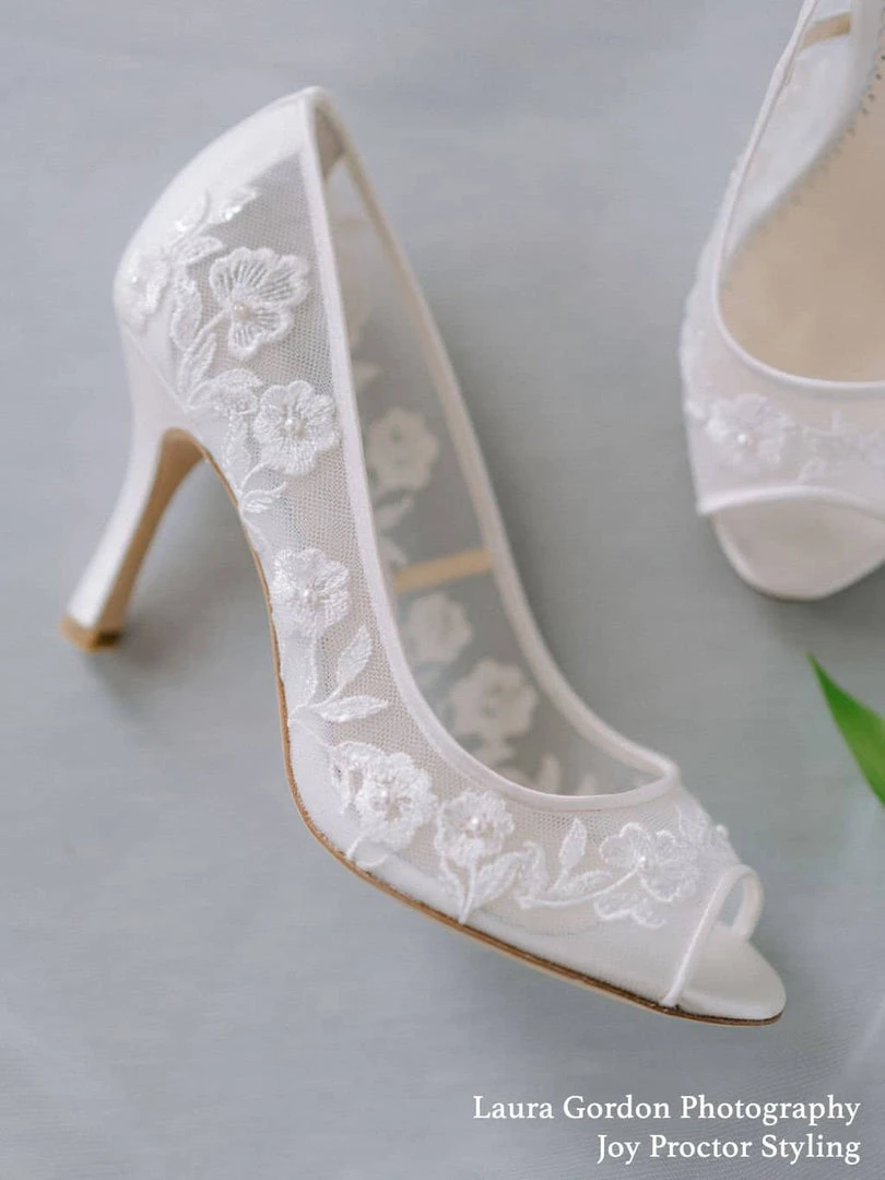EMILY Wedding Ivory Lace Peep Toe Pump 6 EMILY Wedding Ivory Lace Peep Toe Pump