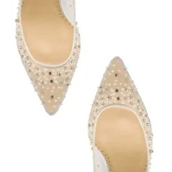 EVELYN IVORY Sparkly Ivory Kitten Heels With Sequins & Crystals Wedding