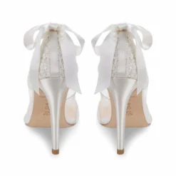 GISELLE Ivory Lace Boho Wedding Heels With Ribbon Tie 13 GISELLE Ivory Lace Boho Wedding Heels With Ribbon Tie