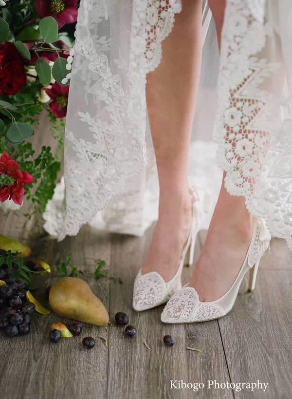 GISELLE Ivory Lace Boho Wedding Heels With Ribbon Tie 6 GISELLE Ivory Lace Boho Wedding Heels With Ribbon Tie