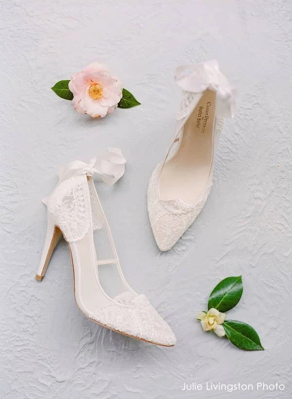 GISELLE Ivory Lace Boho Wedding Heels With Ribbon Tie 7 GISELLE Ivory Lace Boho Wedding Heels With Ribbon Tie