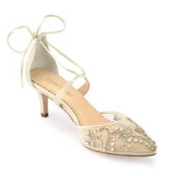 FRANCES GOLD Wedding Champagne Gold Kitten Heels With Crystals
