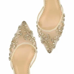 FRANCES GOLD Wedding Champagne Gold Kitten Heels With Crystals