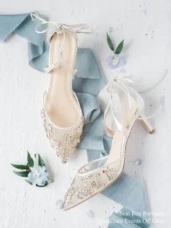 FRANCES GOLD Wedding Champagne Gold Kitten Heels With Crystals