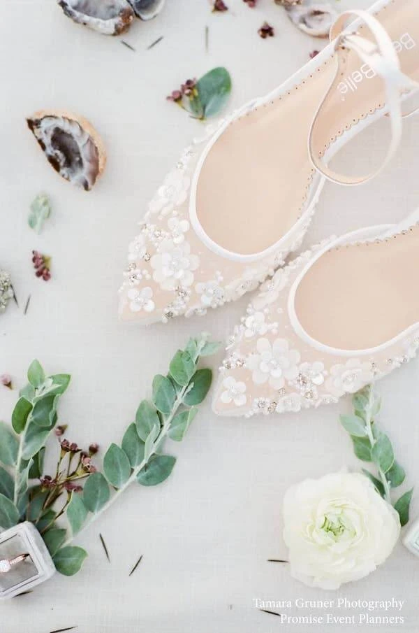 ROSA IVORY Floral Pearl Beaded Wedding Shoes Low Heel 2 ROSA IVORY Floral Pearl Beaded Wedding Shoes Low Heel