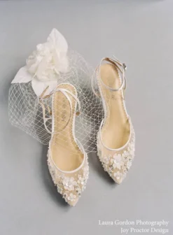 ROSA IVORY Floral Pearl Beaded Wedding Shoes Low Heel 18 ROSA IVORY Floral Pearl Beaded Wedding Shoes Low Heel