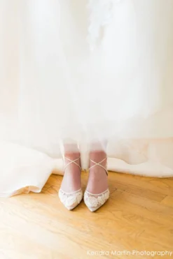 AMELIA Floral Ivory Lace Kitten Heels Wedding