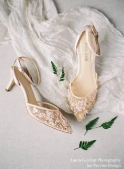 ROSA BLUSH Pearl Pink Wedding Shoes Low Heel