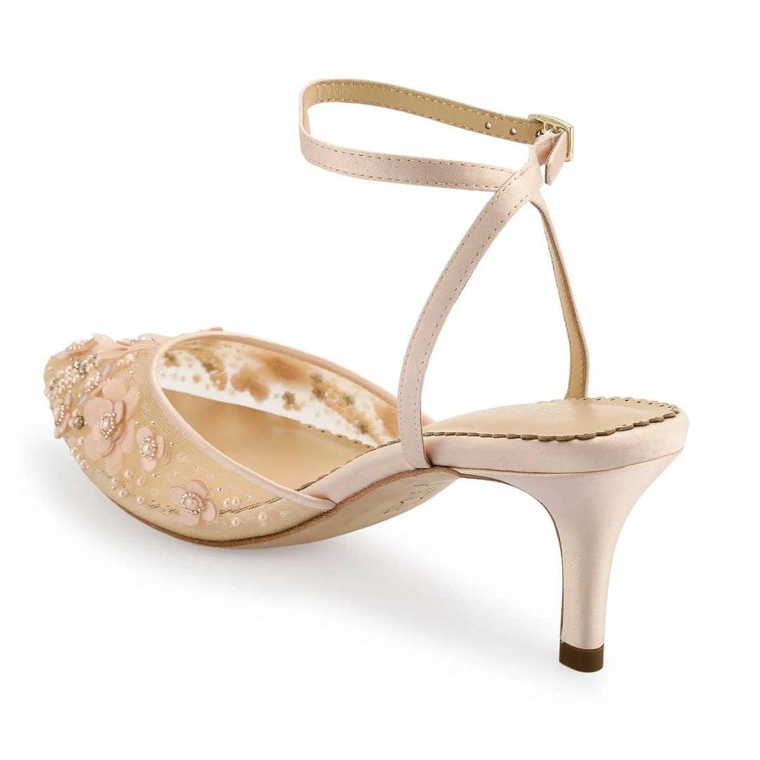 ROSA BLUSH Pearl Pink Wedding Shoes Low Heel 5 ROSA BLUSH Pearl Pink Wedding Shoes Low Heel