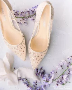 ELSA NUDE Crystal Embellished Sequin Sparkly Nude Heels Wedding