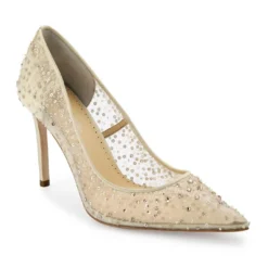 ELSA NUDE Crystal Embellished Sequin Sparkly Nude Heels Wedding