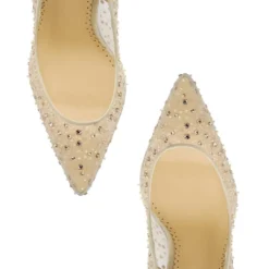 ELSA NUDE Crystal Embellished Sequin Sparkly Nude Heels Wedding