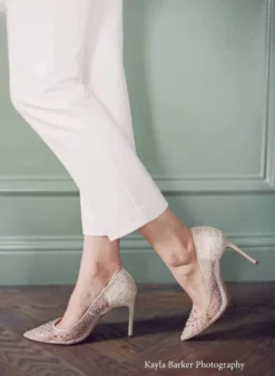 ELSA NUDE Crystal Embellished Sequin Sparkly Nude Heels Wedding