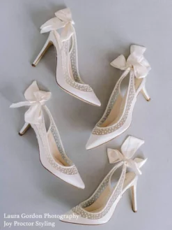 GABRIELLE Ivory Slingback Wedding Shoes With Pearls